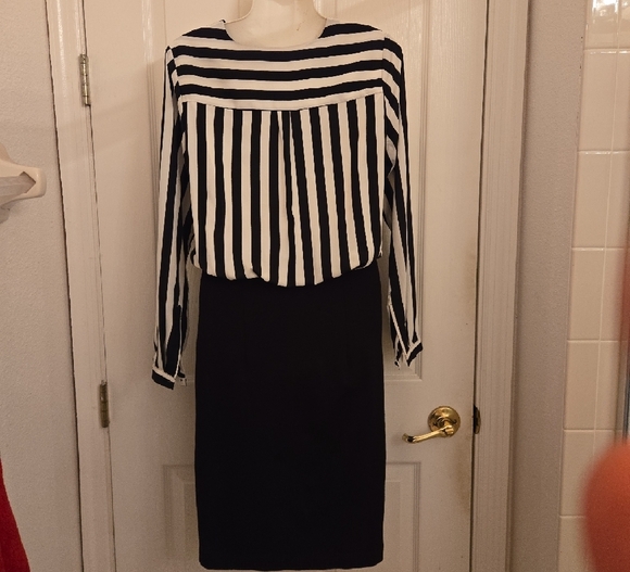 H&M Monochrome Striped Asymmetrical Dress - Picture 2 of 2